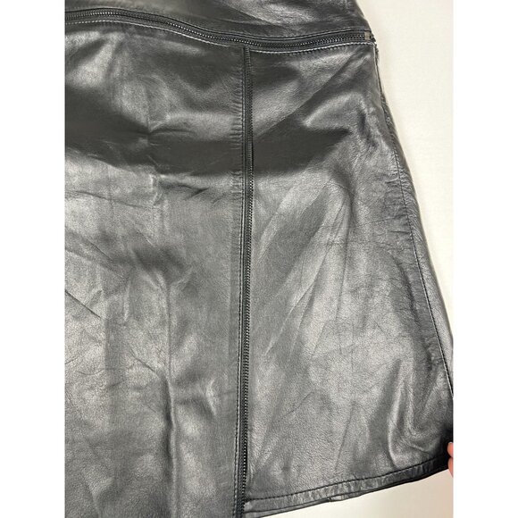 Worth Women 6 Black 100% Leather Straight Zip Mini Skirt NWT - Picture 6 of 7